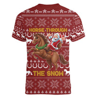 Horse Through The Snow Christmas Design Women V-Neck T-Shirt Xmas Holiday Patterns - Wonder Print Shop