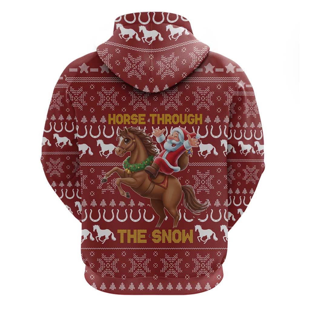 Horse Through The Snow Christmas Design Zip Hoodie Xmas Holiday Patterns - Wonder Print Shop