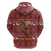 Horse Through The Snow Christmas Design Zip Hoodie Xmas Holiday Patterns - Wonder Print Shop