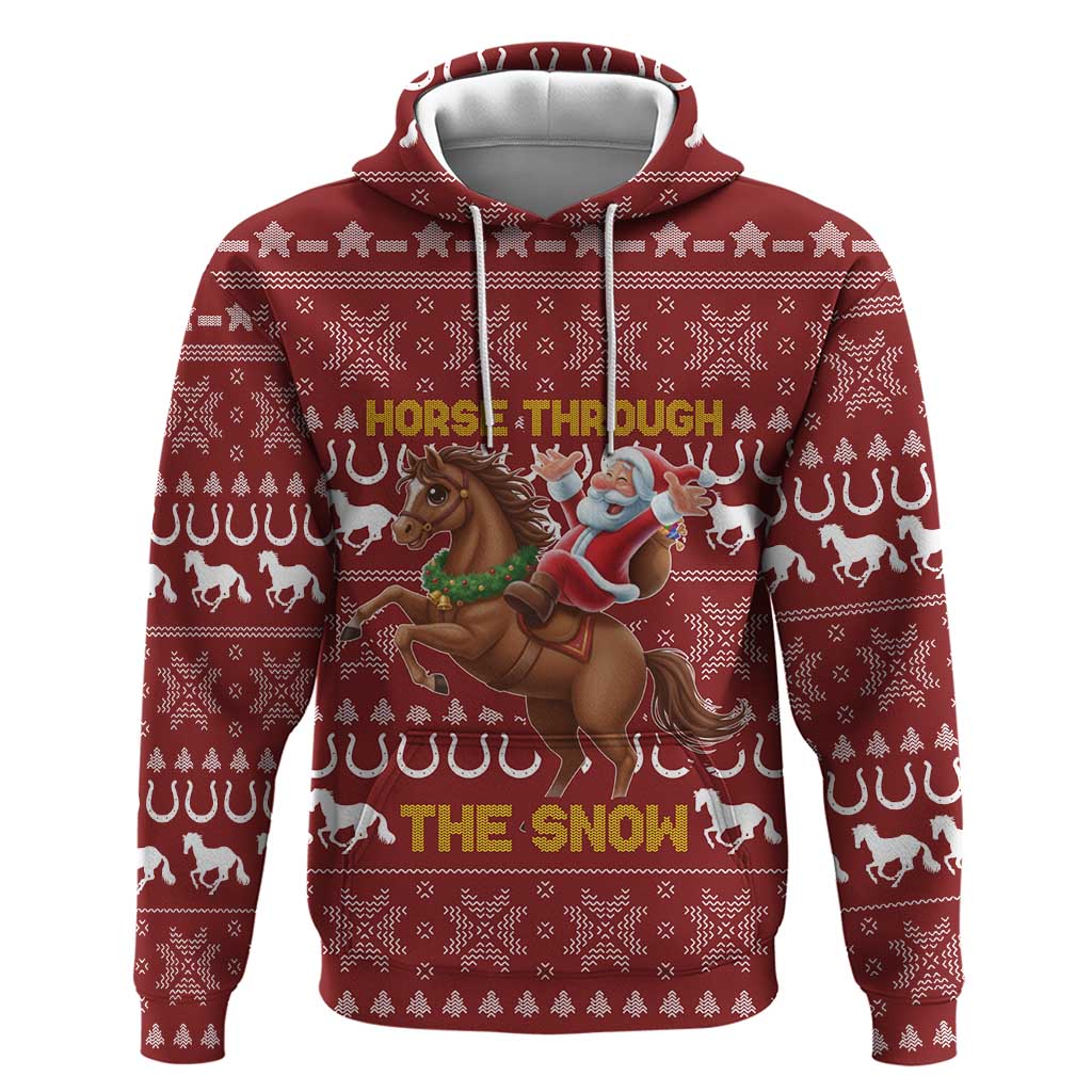 Horse Through The Snow Christmas Design Zip Hoodie Xmas Holiday Patterns - Wonder Print Shop