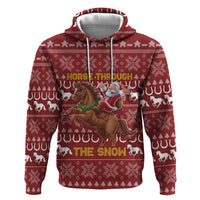Horse Through The Snow Christmas Design Zip Hoodie Xmas Holiday Patterns - Wonder Print Shop