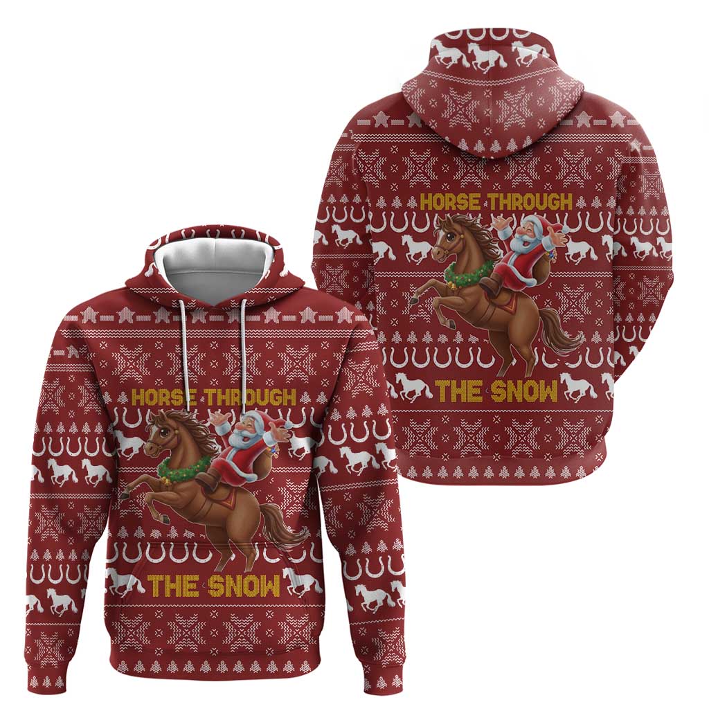 Horse Through The Snow Christmas Design Zip Hoodie Xmas Holiday Patterns - Wonder Print Shop