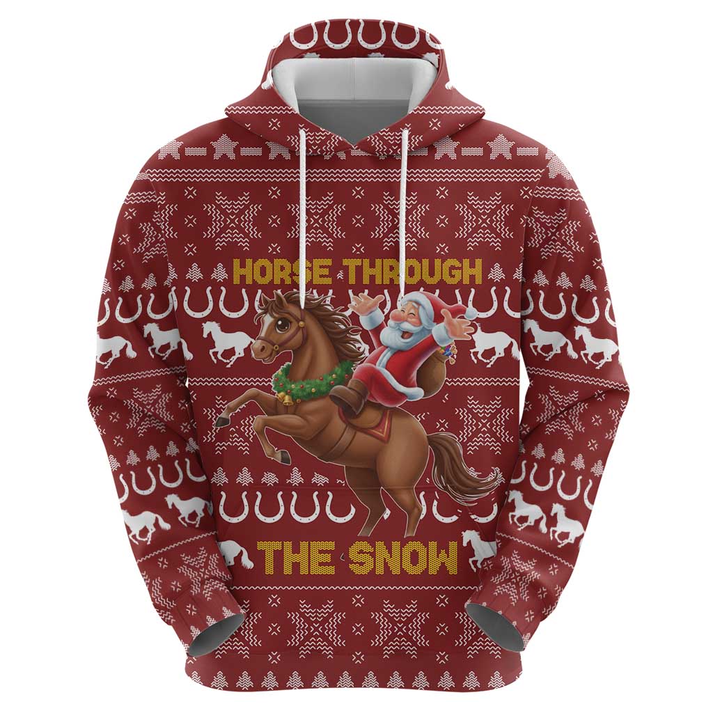 Horse Through The Snow Christmas Design Zip Hoodie Xmas Holiday Patterns - Wonder Print Shop
