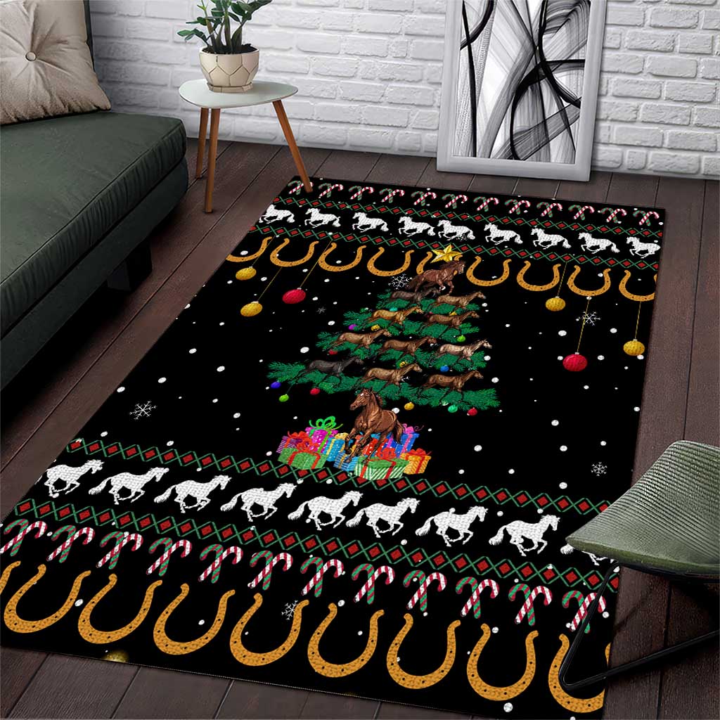 Horse Christmas Tree Christmas Design Area Rug Xmas Holiday Patterns - Wonder Print Shop