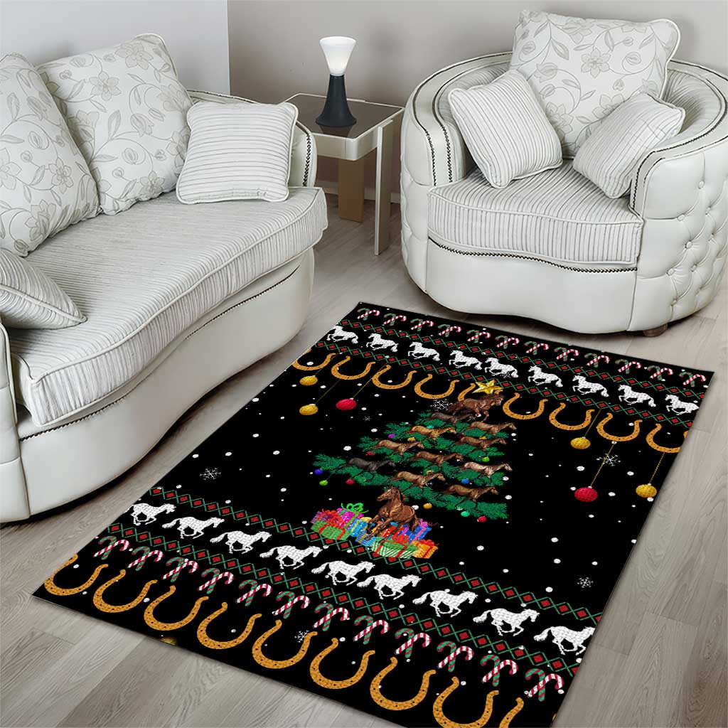 Horse Christmas Tree Christmas Design Area Rug Xmas Holiday Patterns - Wonder Print Shop