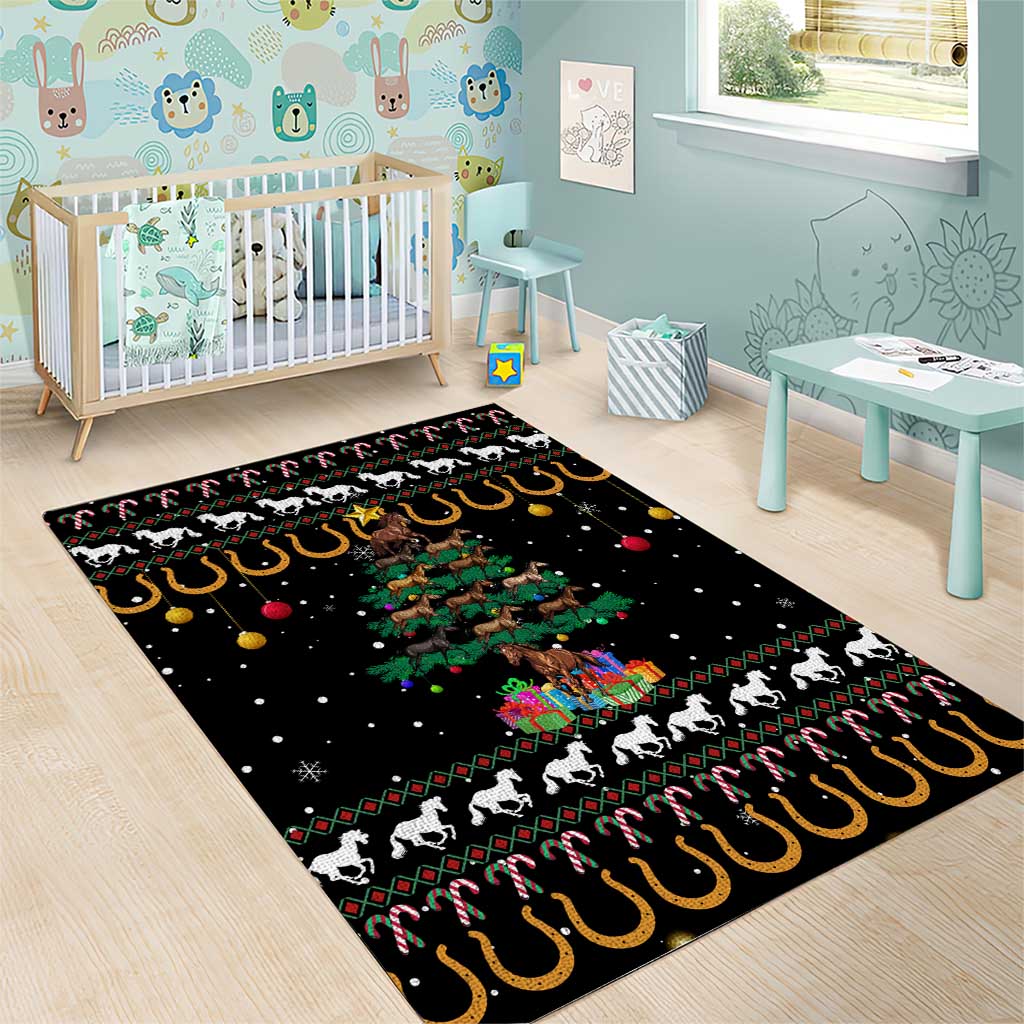 Horse Christmas Tree Christmas Design Area Rug Xmas Holiday Patterns - Wonder Print Shop