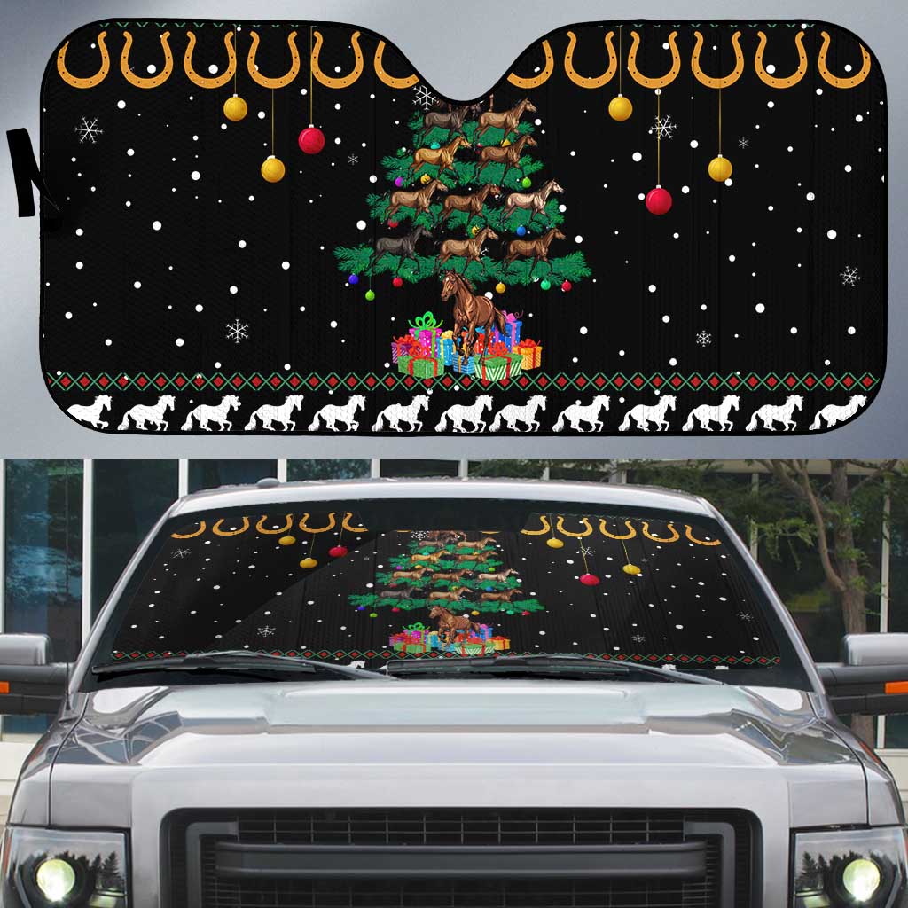 Horse Christmas Tree Christmas Design Auto Sun Shade Xmas Holiday Patterns - Wonder Print Shop