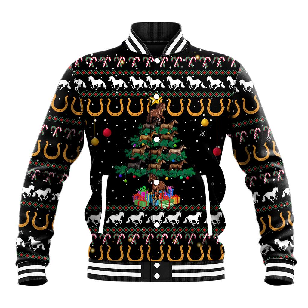 Horse Christmas Tree Christmas Design Baseball Jacket Xmas Holiday Patterns - Wonder Print Shop