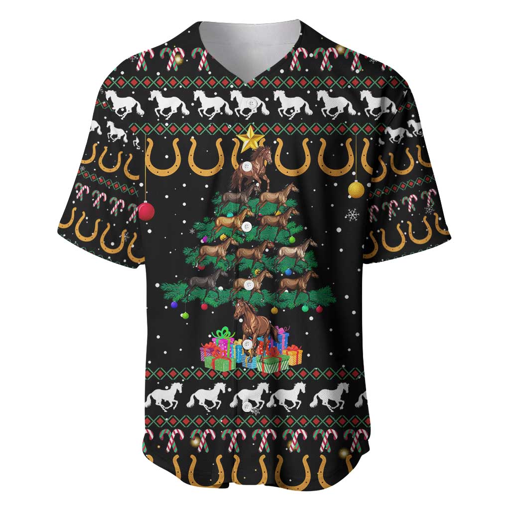 Horse Christmas Tree Christmas Design Baseball Jersey Xmas Holiday Patterns - Wonder Print Shop