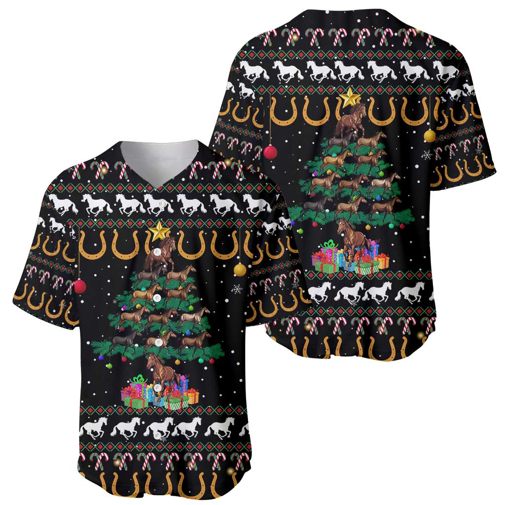 Horse Christmas Tree Christmas Design Baseball Jersey Xmas Holiday Patterns - Wonder Print Shop