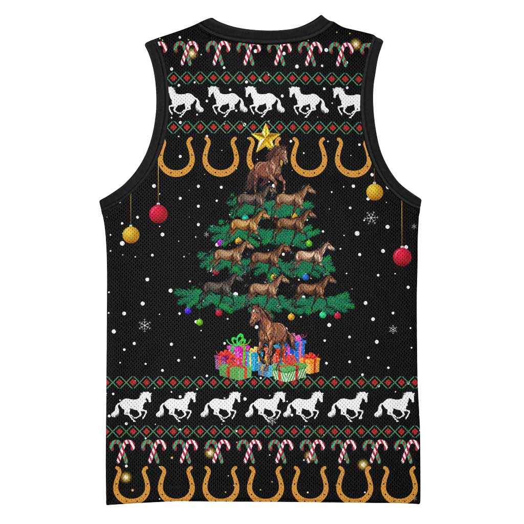 Horse Christmas Tree Christmas Design Basketball Jersey Xmas Holiday Patterns - Wonder Print Shop
