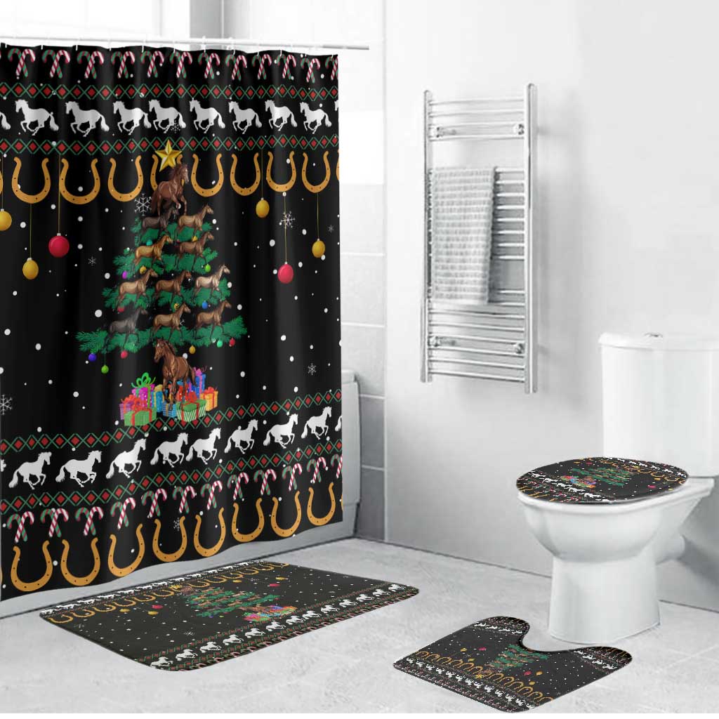 Horse Christmas Tree Christmas Design Bathroom Set Xmas Holiday Patterns - Wonder Print Shop
