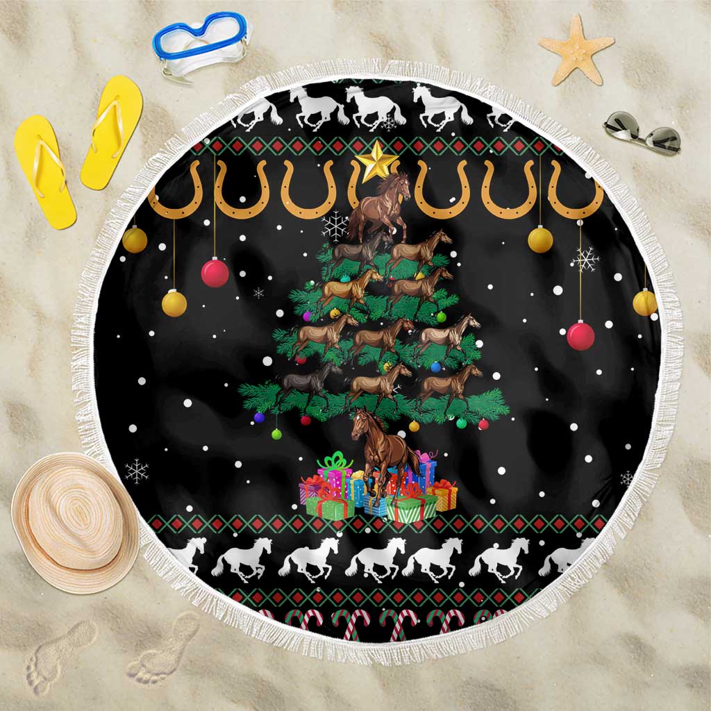 Horse Christmas Tree Christmas Design Beach Blanket Xmas Holiday Patterns - Wonder Print Shop