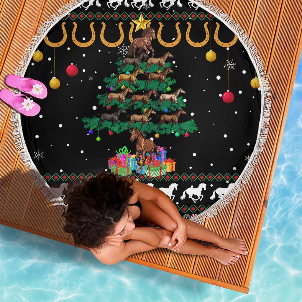 Horse Christmas Tree Christmas Design Beach Blanket Xmas Holiday Patterns - Wonder Print Shop