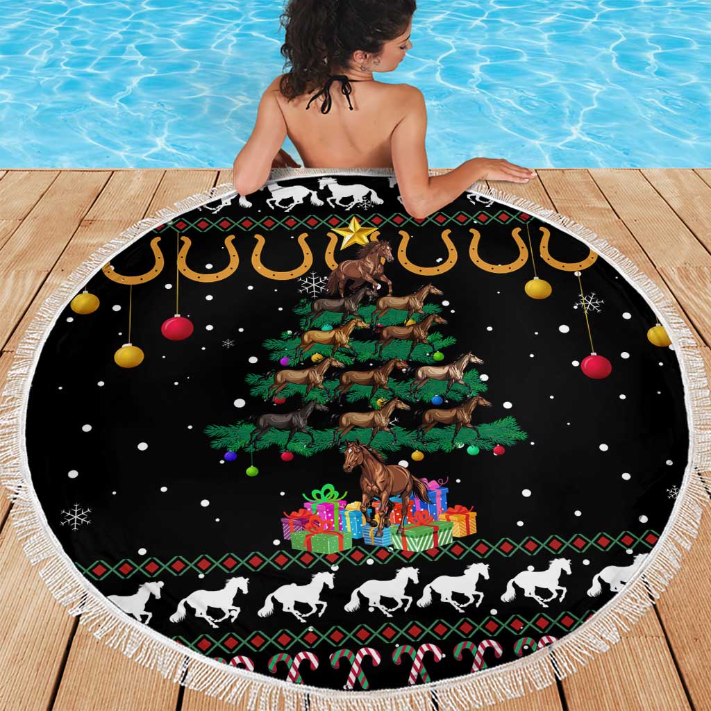 Horse Christmas Tree Christmas Design Beach Blanket Xmas Holiday Patterns - Wonder Print Shop