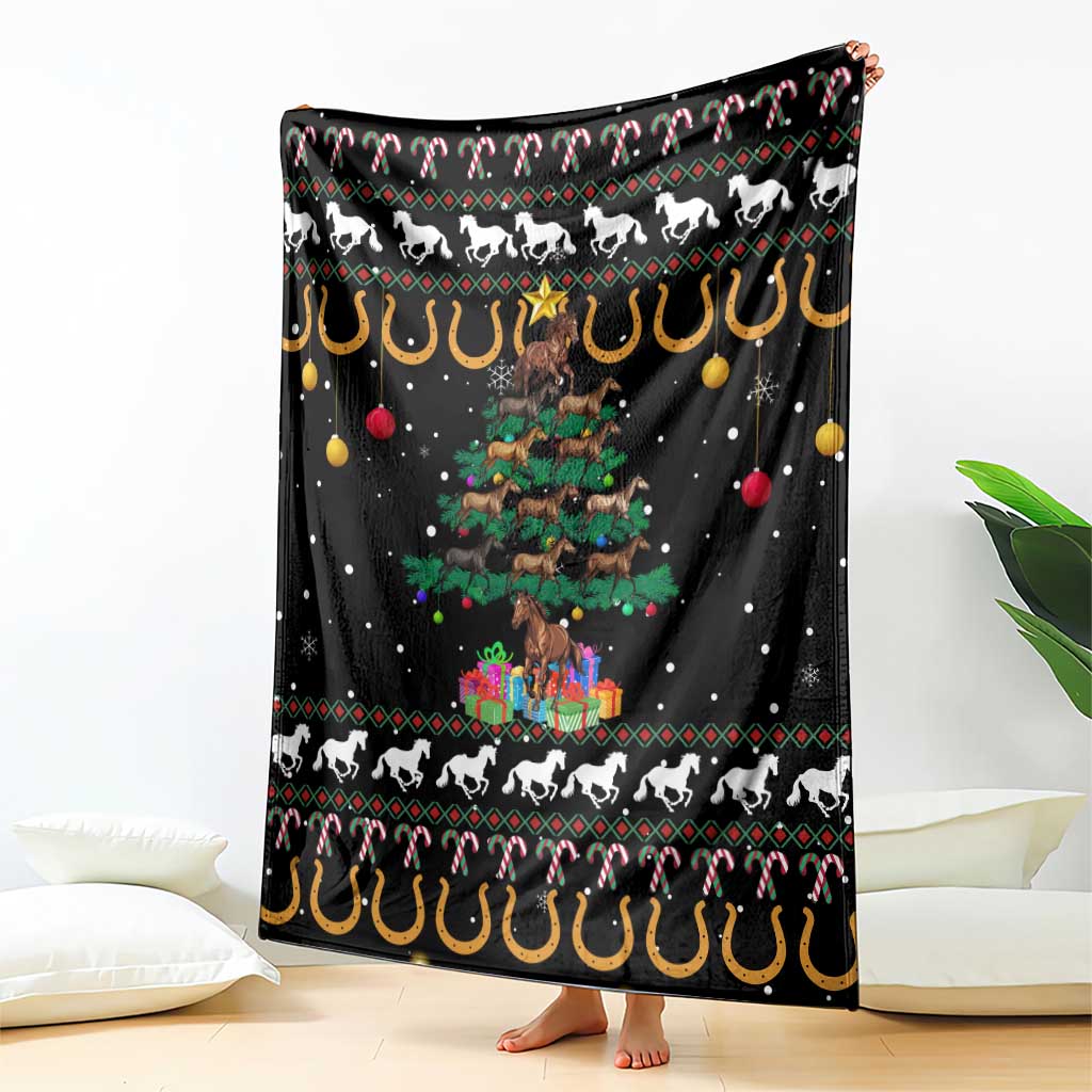 Horse Christmas Tree Christmas Design Blanket Xmas Holiday Patterns - Wonder Print Shop