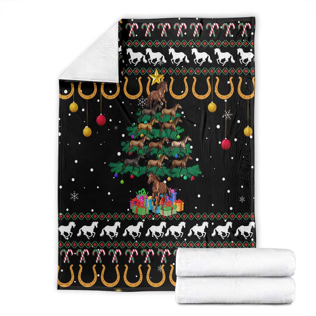 Horse Christmas Tree Christmas Design Blanket Xmas Holiday Patterns - Wonder Print Shop