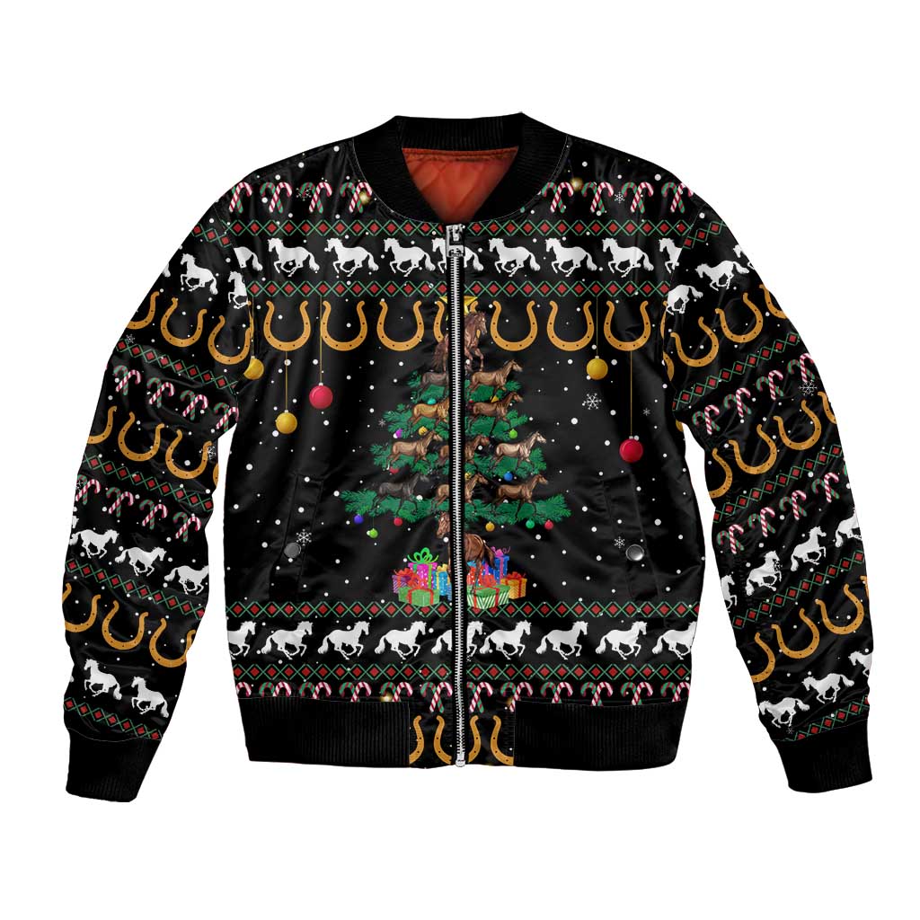 Horse Christmas Tree Christmas Design Bomber Jacket Xmas Holiday Patterns - Wonder Print Shop