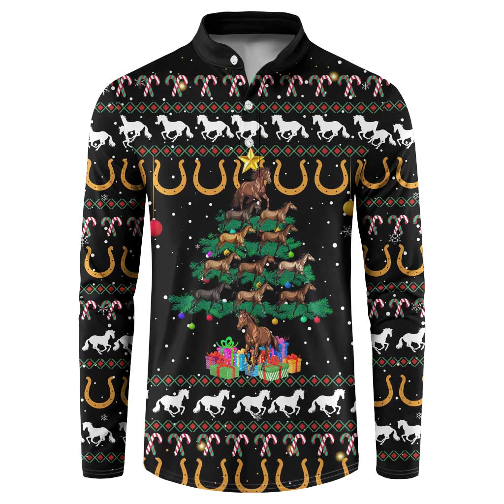 Horse Christmas Tree Christmas Design Button Sweatshirt Xmas Holiday Patterns - Wonder Print Shop