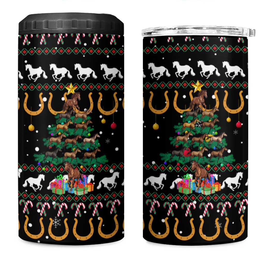Horse Christmas Tree Christmas Design 4 in 1 Can Cooler Tumbler Xmas Holiday Patterns - Wonder Print Shop