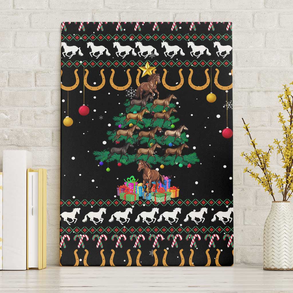 Horse Christmas Tree Christmas Design Canvas Wall Art Xmas Holiday Patterns - Wonder Print Shop