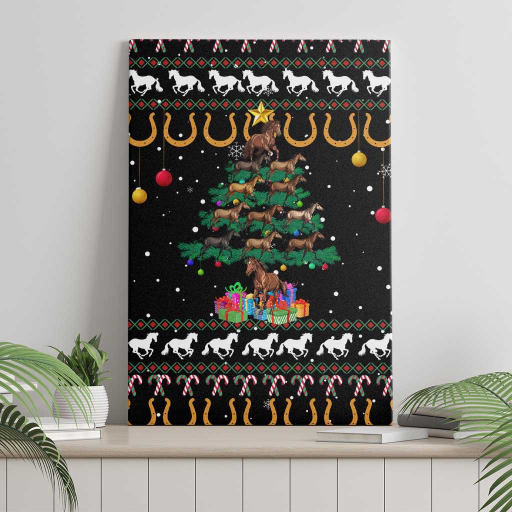 Horse Christmas Tree Christmas Design Canvas Wall Art Xmas Holiday Patterns - Wonder Print Shop