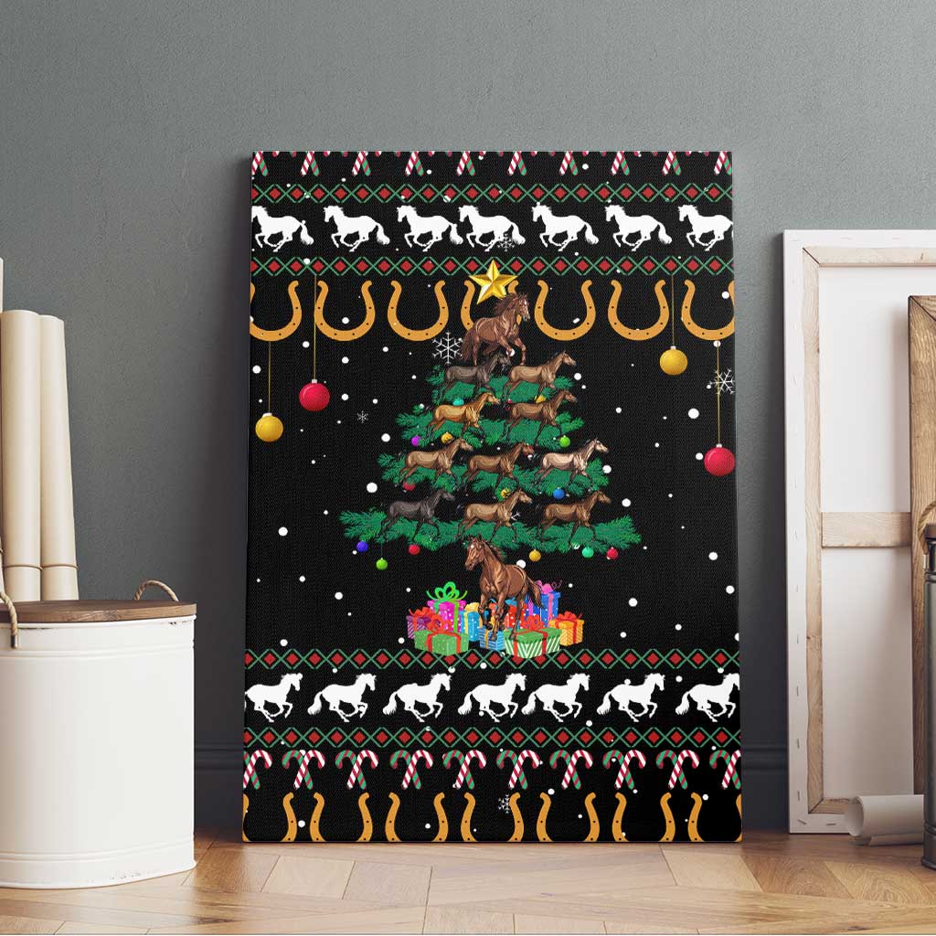 Horse Christmas Tree Christmas Design Canvas Wall Art Xmas Holiday Patterns - Wonder Print Shop