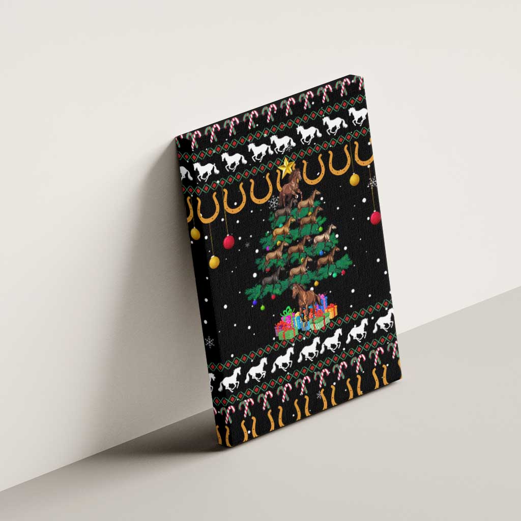 Horse Christmas Tree Christmas Design Canvas Wall Art Xmas Holiday Patterns - Wonder Print Shop