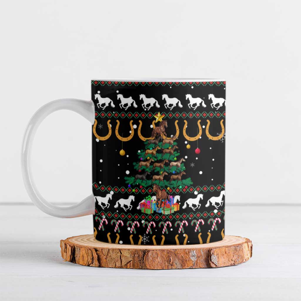 Horse Christmas Tree Christmas Design Ceramic Mug Xmas Holiday Patterns - Wonder Print Shop