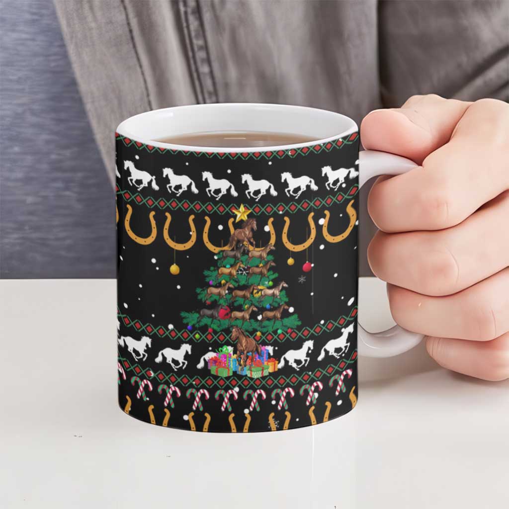 Horse Christmas Tree Christmas Design Ceramic Mug Xmas Holiday Patterns - Wonder Print Shop