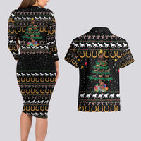 Horse Christmas Tree Christmas Design Couples Matching Long Sleeve Bodycon Dress and Hawaiian Shirt Xmas Holiday Patterns - Wonder Print Shop
