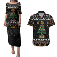 Horse Christmas Tree Christmas Design Couples Matching Puletasi and Hawaiian Shirt Xmas Holiday Patterns - Wonder Print Shop