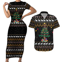 Horse Christmas Tree Christmas Design Couples Matching Short Sleeve Bodycon Dress and Hawaiian Shirt Xmas Holiday Patterns - Wonder Print Shop