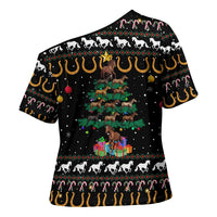 Horse Christmas Tree Christmas Design Cross Shoulder Shirt Xmas Holiday Patterns - Wonder Print Shop