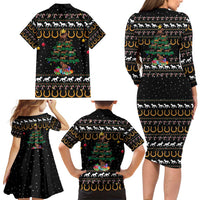 Horse Christmas Tree Christmas Design Family Matching Long Sleeve Bodycon Dress and Hawaiian Shirt Xmas Holiday Patterns - Wonder Print Shop