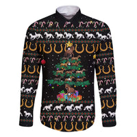 Horse Christmas Tree Christmas Design Family Matching Long Sleeve Bodycon Dress and Hawaiian Shirt Xmas Holiday Patterns - Wonder Print Shop