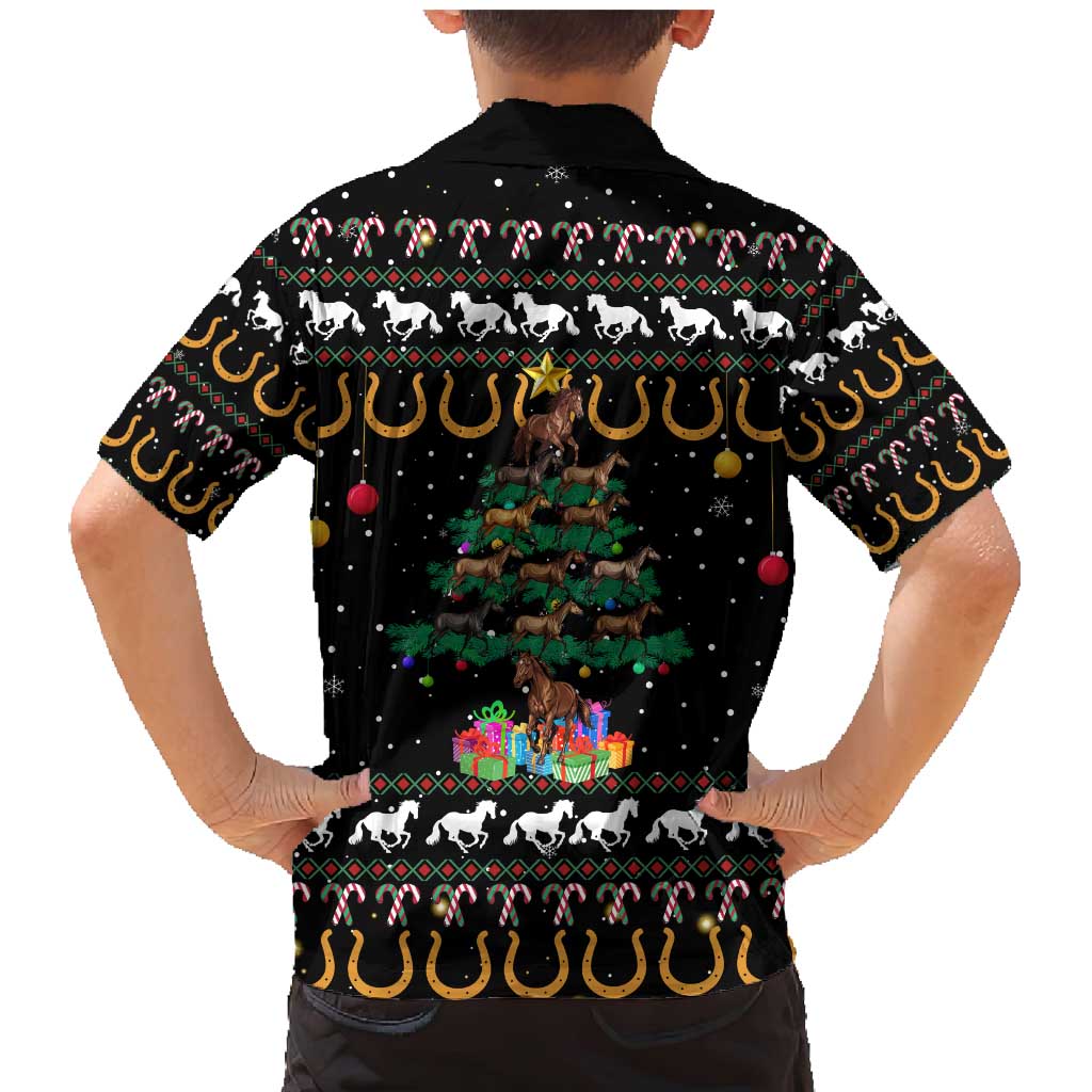 Horse Christmas Tree Christmas Design Family Matching Mermaid Dress and Hawaiian Shirt Xmas Holiday Patterns - Wonder Print Shop