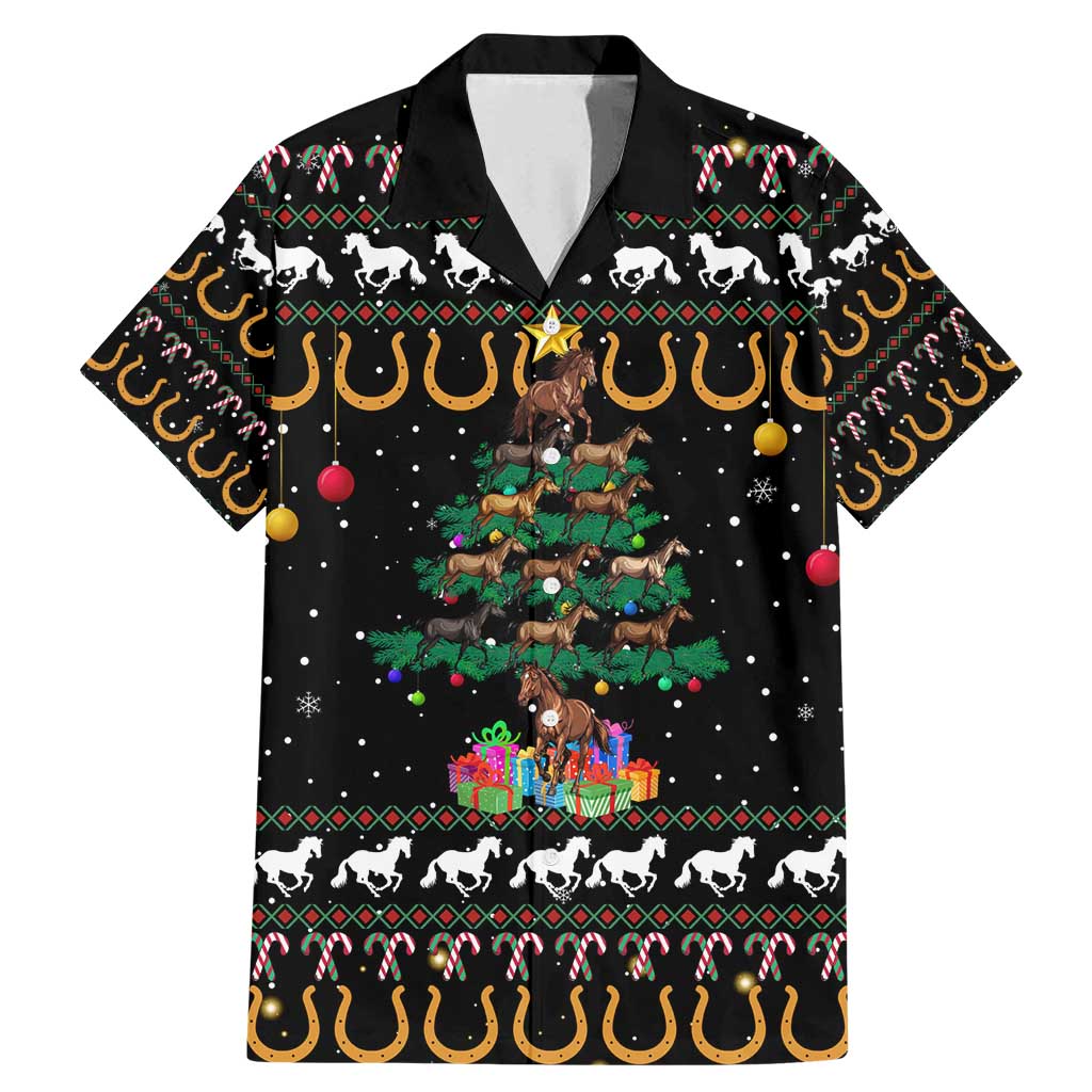 Horse Christmas Tree Christmas Design Family Matching Mermaid Dress and Hawaiian Shirt Xmas Holiday Patterns - Wonder Print Shop
