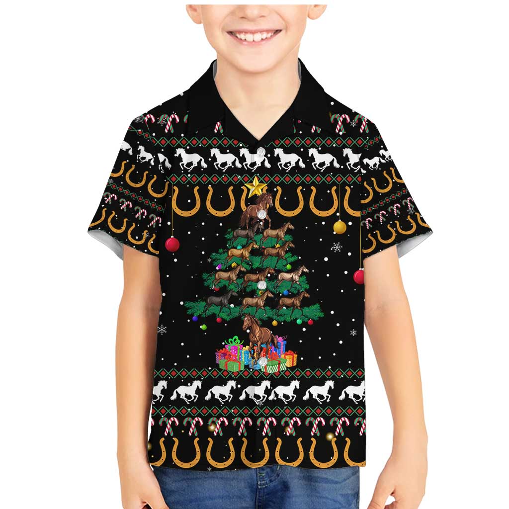 Horse Christmas Tree Christmas Design Family Matching Mermaid Dress and Hawaiian Shirt Xmas Holiday Patterns - Wonder Print Shop