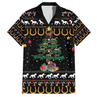 Horse Christmas Tree Christmas Design Family Matching Off The Shoulder Long Sleeve Dress and Hawaiian Shirt Xmas Holiday Patterns - Wonder Print Shop