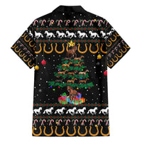 Horse Christmas Tree Christmas Design Family Matching Off The Shoulder Long Sleeve Dress and Hawaiian Shirt Xmas Holiday Patterns - Wonder Print Shop