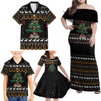 Horse Christmas Tree Christmas Design Family Matching Off Shoulder Maxi Dress and Hawaiian Shirt Xmas Holiday Patterns - Wonder Print Shop