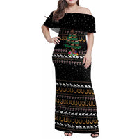Horse Christmas Tree Christmas Design Family Matching Off Shoulder Maxi Dress and Hawaiian Shirt Xmas Holiday Patterns - Wonder Print Shop