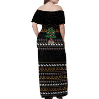 Horse Christmas Tree Christmas Design Family Matching Off Shoulder Maxi Dress and Hawaiian Shirt Xmas Holiday Patterns - Wonder Print Shop