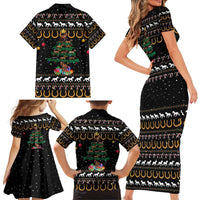 Horse Christmas Tree Christmas Design Family Matching Short Sleeve Bodycon Dress and Hawaiian Shirt Xmas Holiday Patterns - Wonder Print Shop