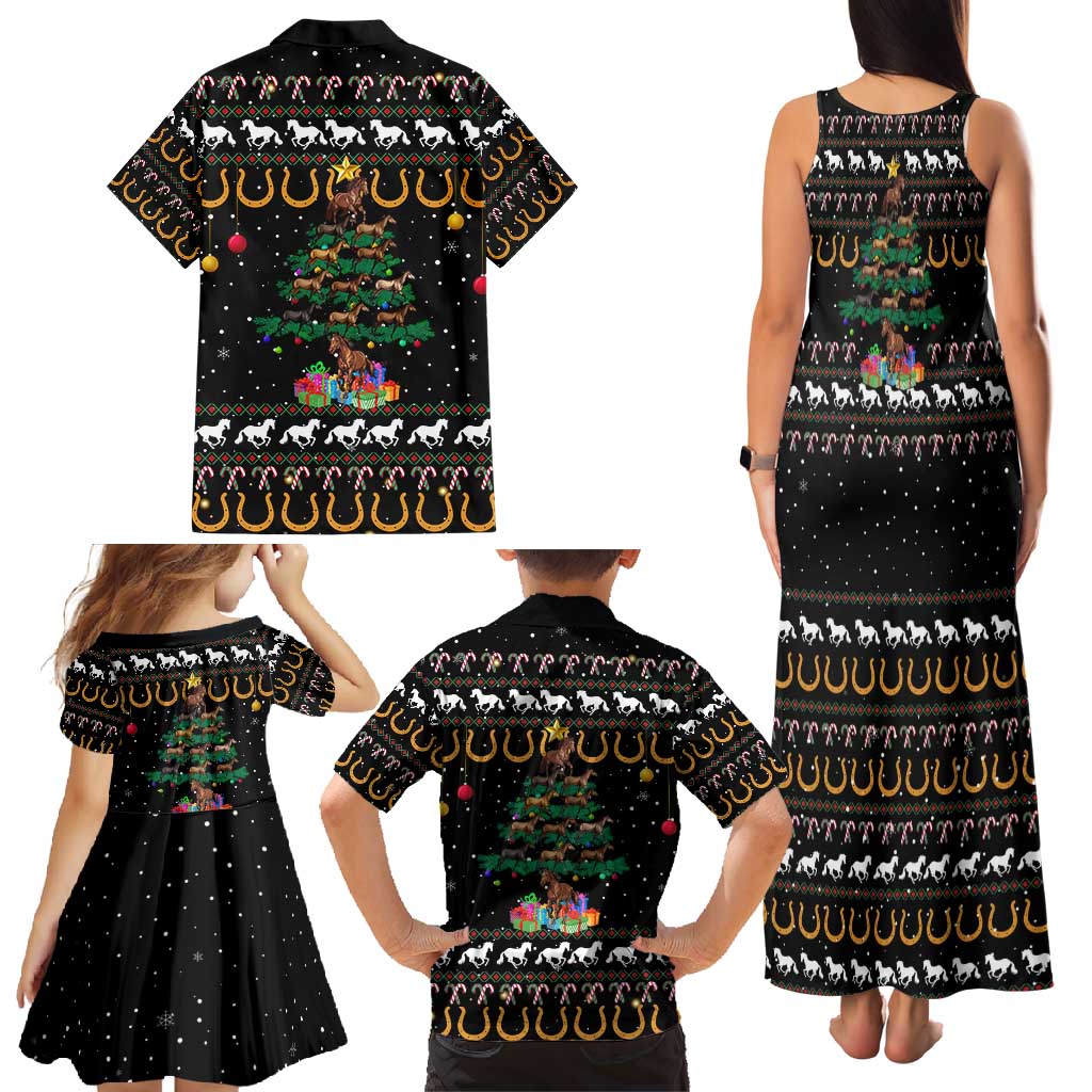 Horse Christmas Tree Christmas Design Family Matching Tank Maxi Dress and Hawaiian Shirt Xmas Holiday Patterns - Wonder Print Shop