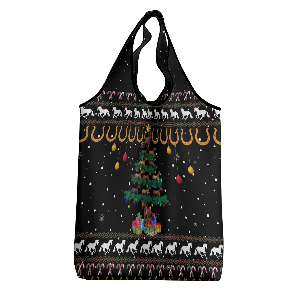 Horse Christmas Tree Christmas Design Grocery Bag Xmas Holiday Patterns - Wonder Print Shop