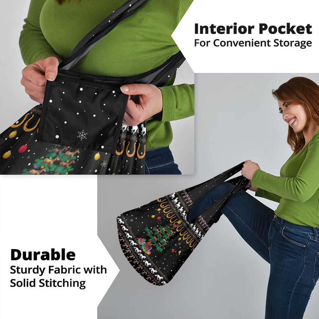 Horse Christmas Tree Christmas Design Grocery Bag Xmas Holiday Patterns - Wonder Print Shop