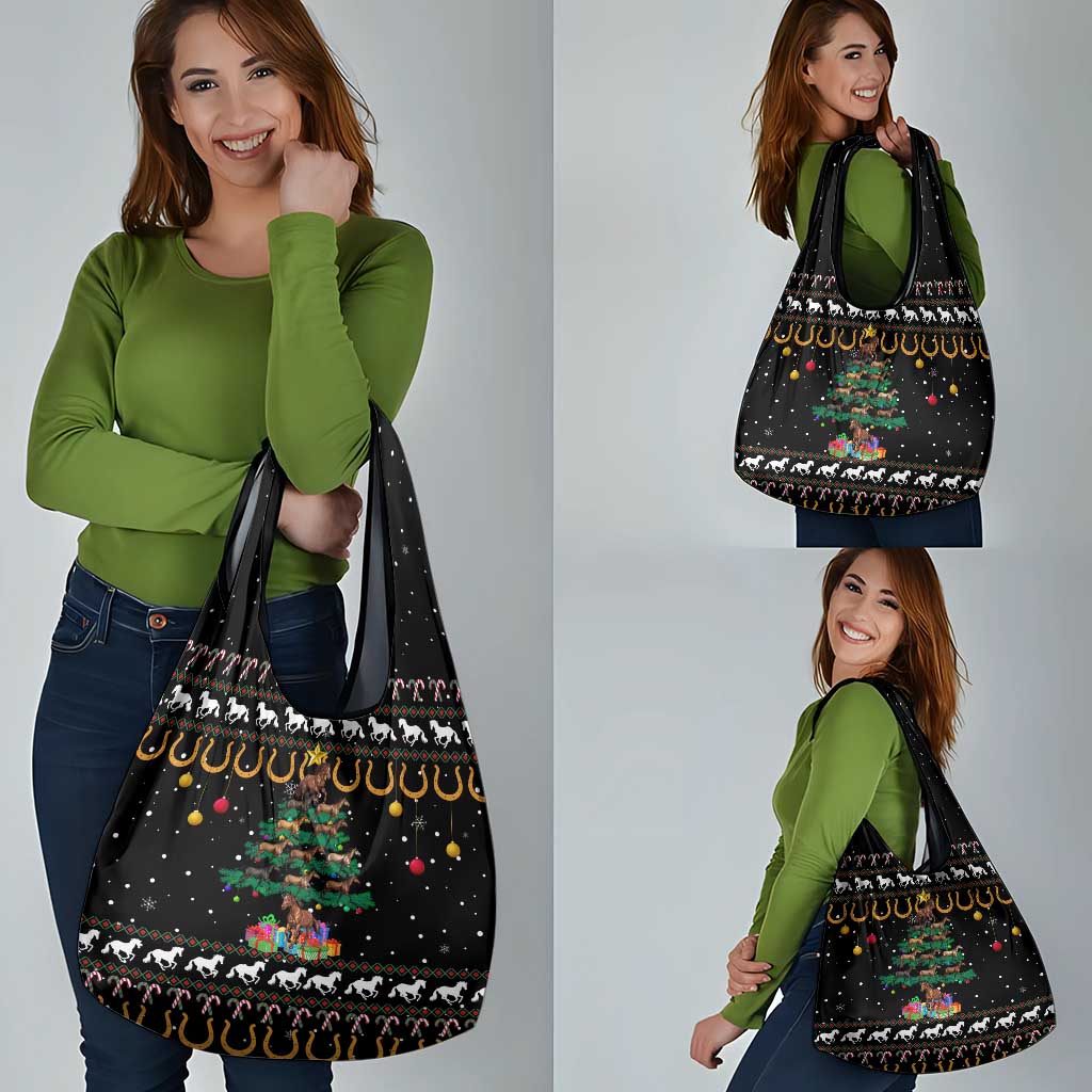 Horse Christmas Tree Christmas Design Grocery Bag Xmas Holiday Patterns - Wonder Print Shop