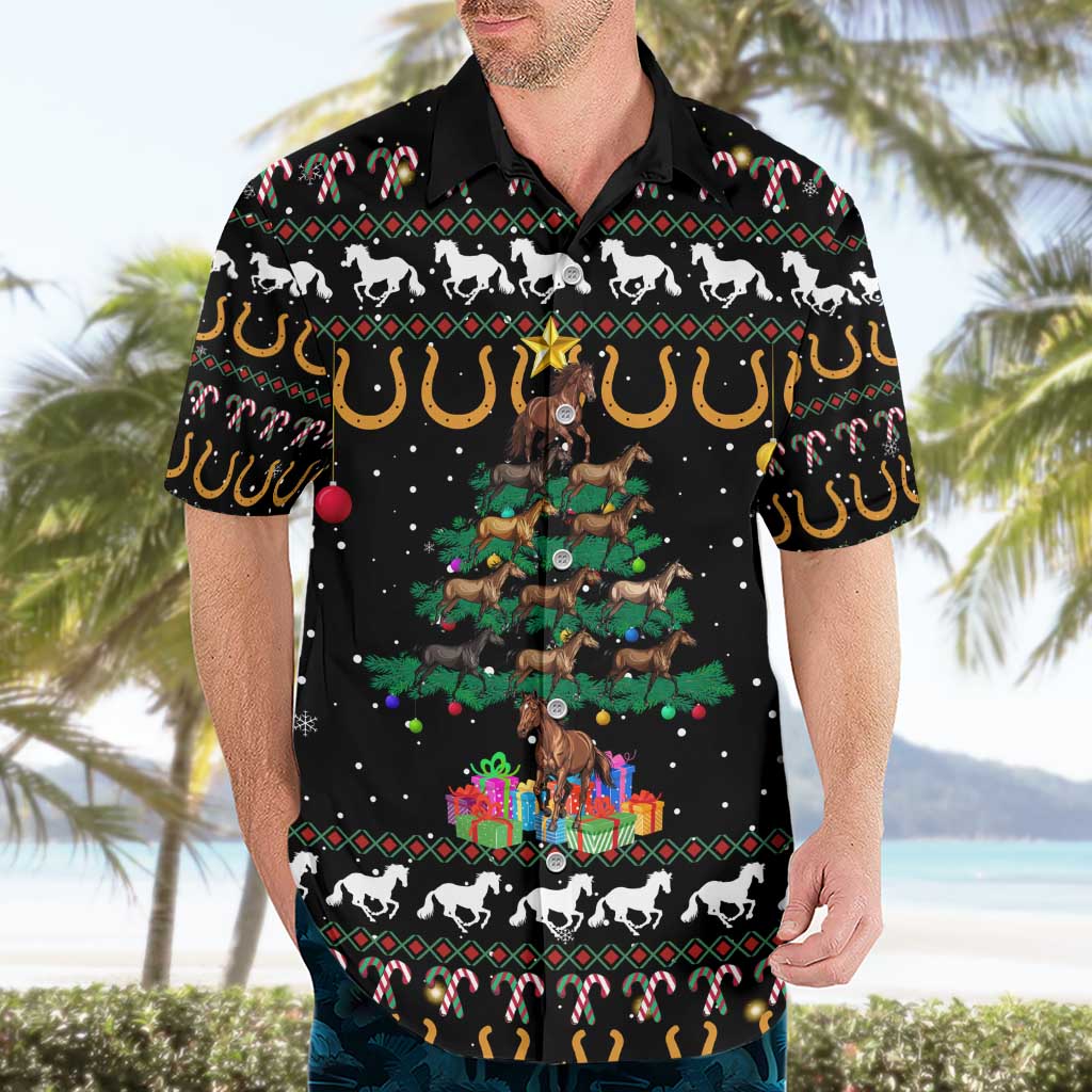 Horse Christmas Tree Christmas Design Hawaiian Shirt Xmas Holiday Patterns - Wonder Print Shop